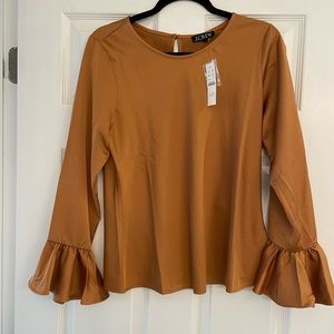 NWT J Crew Silky Satin Top with Ruffle Sleeves